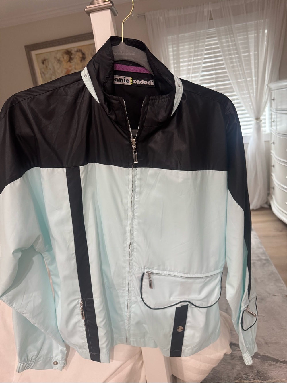 jamie sadock Mint and Black Colorblock Sport Jacket